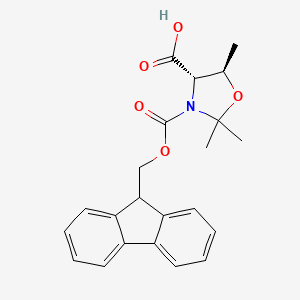 molecular formula C22H23NO5 B8074672 (4S,5R)-3-{[(9H-fluoren-9-yl)methoxy]carbonyl}-2,2,5-trimethyl-1,3-oxazolidine-4-carboxylic acid 