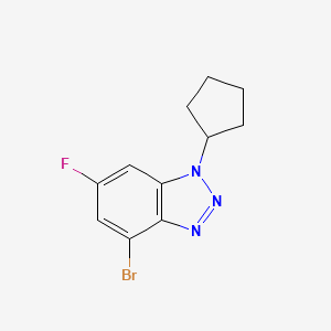 molecular formula C11H11BrFN3 B8074673 4-Bromo-1-cyclopentyl-6-fluoro-1H-benzo[d][1,2,3]triazole 