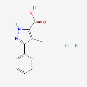 molecular formula C11H11ClN2O2 B8074709 4-methyl-5-phenyl-1H-pyrazole-3-carboxylic acid hydrochloride 