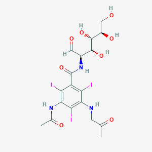 molecular formula C18H22I3N3O8 B8074716 3-acetamido-2,4,6-triiodo-5-(2-oxopropylamino)-N-[(2R,3R,4S,5R)-3,4,5,6-tetrahydroxy-1-oxohexan-2-yl]benzamide 