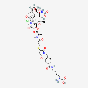 Maytansine, N2'-[3-[[1-[[trans-4-[[[(5S)-5-amino-5-carboxypentyl]amino]carbonyl]cyclohexyl]methyl]-2,5-dioxo-3-pyrrolidinyl]thio]-1-oxopropyl]-N2'-deacetyl-