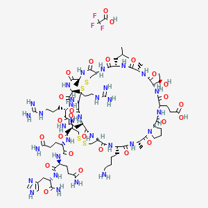molecular formula C81H132F3N31O26S4 B8074759 H-D-Cys(1)-D-Asn-Cys(2)-Lys-Ala-Pro-DL-Glu-Thr-Ala-Leu-D-Cys(1)-Ala-Arg-Arg-Cys(2)-Gln-Gln-His-NH2.TFA 