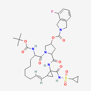 molecular formula C35H46FN5O9S B8074799 [(7E)-4-(cyclopropylsulfonylcarbamoyl)-14-[(2-methylpropan-2-yl)oxycarbonylamino]-2,15-dioxo-3,16-diazatricyclo[14.3.0.04,6]nonadec-7-en-18-yl] 4-fluoro-1,3-dihydroisoindole-2-carboxylate 