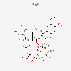 molecular formula C44H71NO13 B8074820 1,14-Dihydroxy-12-[1-(4-hydroxy-3-methoxycyclohexyl)prop-1-en-2-yl]-23,25-dimethoxy-13,19,21,27-tetramethyl-17-(prop-2-en-1-yl)-11,28-dioxa-4-azatricyclo[22.3.1.0,4,9]octacos-18-ene-2,3,10,16-tetrone hydrate 