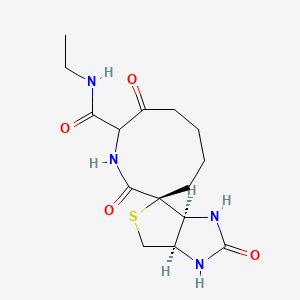 molecular formula C15H22N4O4S B8074823 (3aS,4S,6aR)-N-ethyl-2,3',9'-trioxospiro[3,3a,6,6a-tetrahydro-1H-thieno[3,4-d]imidazole-4,8'-azonane]-2'-carboxamide 