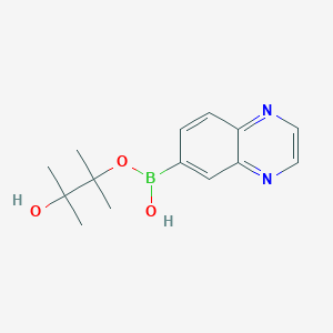 molecular formula C14H19BN2O3 B8074827 (3-Hydroxy-2,3-dimethylbutan-2-yl)oxy-quinoxalin-6-ylborinic acid 