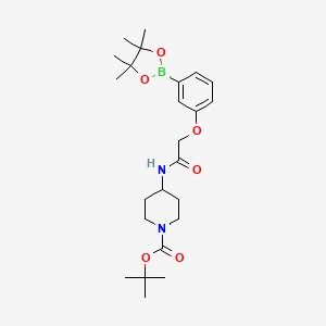 molecular formula C24H37BN2O6 B8074860 Tert-butyl 4-(2-(3-(4,4,5,5-tetramethyl-1,3,2-dioxaborolan-2-yl)phenoxy)acetamido)piperidine-1-carboxylate 