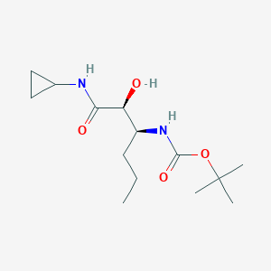 molecular formula C14H26N2O4 B8074880 Carbamic acid, N-[(1S)-1-[(1S)-2-(cyclopropylamino)-1-hydroxy-2-oxoethyl]butyl]-, 1,1-dimethylethyl ester 