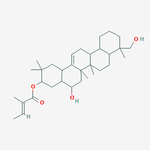 molecular formula C33H52O4 B8074949 [5-hydroxy-9-(hydroxymethyl)-2,2,6a,6b,9-pentamethyl-1,3,4,4a,5,6,6a,7,8,8a,10,11,12,12a,13,14b-hexadecahydropicen-3-yl] (E)-2-methylbut-2-enoate 