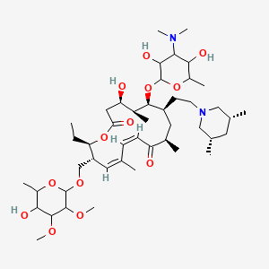 molecular formula C46H80N2O13 B8074981 (4R,5S,6S,7R,9R,11Z,13Z,15R,16R)-6-[4-(dimethylamino)-3,5-dihydroxy-6-methyloxan-2-yl]oxy-7-[2-[(3S,5R)-3,5-dimethylpiperidin-1-yl]ethyl]-16-ethyl-4-hydroxy-15-[(5-hydroxy-3,4-dimethoxy-6-methyloxan-2-yl)oxymethyl]-5,9,13-trimethyl-1-oxacyclohexadeca-11,13-diene-2,10-dione 