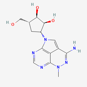 molecular formula C14H18N6O3 B8075022 (1R,2S,3R,5R)-3-(3-amino-5-methyl-1,4,5,6,8-pentaazaacenaphthylen-1(5H)-yl)-5-(hydroxymethyl)cyclopentane-1,2-diol 