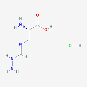 molecular formula C4H11ClN4O2 B8075049 L-Alanine, 3-[(aminoiminomethyl)amino]-, monohydrochloride 