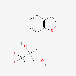 molecular formula C15H19F3O3 B8075065 4-(2,3-Dihydrobenzofuran-7-yl)-4-methyl-2-(trifluoromethyl)pentane-1,2-diol 