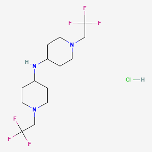 molecular formula C14H24ClF6N3 B8075072 1-(2,2,2-Trifluoroethyl)-N-[1-(2,2,2-trifluoroethyl)-4-piperidyl]piperidin-4-amine hydrochloride 