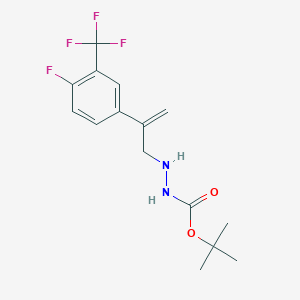 molecular formula C15H18F4N2O2 B8075088 tert-Butyl N-[2-[4-fluoro-3-(trifluoromethyl)phenyl]allylamino]carbamate 