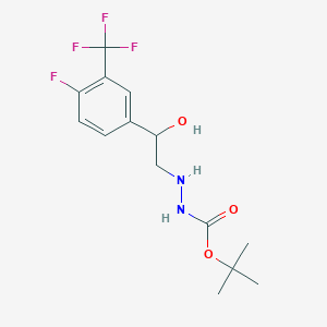 molecular formula C14H18F4N2O3 B8075096 tert-Butyl N-[[2-[4-fluoro-3-(trifluoromethyl)phenyl]-2-hydroxyethyl]amino]carbamate 