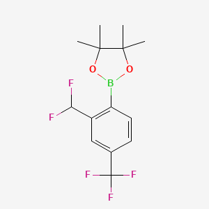 molecular formula C14H16BF5O2 B8075098 2-[2-(Difluoromethyl)-4-(trifluoromethyl)phenyl]-4,4,5,5-tetramethyl-1,3,2-dioxaborolane 