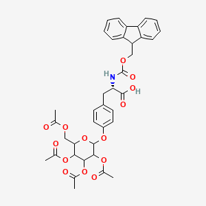 molecular formula C38H39NO14 B8075124 (2S)-2-(9H-fluoren-9-ylmethoxycarbonylamino)-3-[4-[3,4,5-triacetyloxy-6-(acetyloxymethyl)oxan-2-yl]oxyphenyl]propanoic acid 