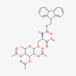 molecular formula C30H33NO12 B8075129 (2S)-2-(9H-fluoren-9-ylmethoxycarbonylamino)-3-(3,4,5-triacetyloxy-6-methyloxan-2-yl)oxypropanoic acid 
