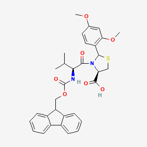 molecular formula C32H34N2O7S B8075171 4-Thiazolidinecarboxylicacid,2-(2,4-dimethoxyphenyl)-3-[(2S)-2-[[(9H-fluoren-9-ylmethoxy)carbonyl]amino]-3-methyl-1-oxobutyl]-,(4R)- 