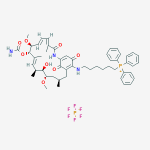 molecular formula C52H65F6N3O8P2 B8075231 6-[[(4E,6E,8S,9S,10E,12S,13R,14S,16R)-9-carbamoyloxy-13-hydroxy-8,14-dimethoxy-4,10,12,16-tetramethyl-3,20,22-trioxo-2-azabicyclo[16.3.1]docosa-1(21),4,6,10,18-pentaen-19-yl]amino]hexyl-triphenylphosphanium;hexafluorophosphate 