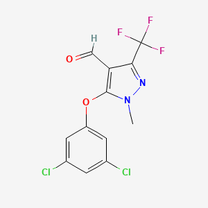 molecular formula C12H7Cl2F3N2O2 B8075504 5-(3,5-Dichlorophenoxy)-1-methyl-3-(trifluoromethyl)pyrazole-4-carbaldehyde 
