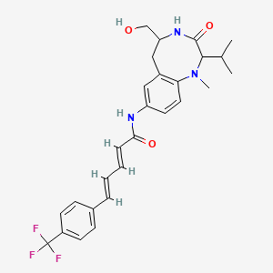 molecular formula C27H30F3N3O3 B8075525 (2E,4E)-N-[5-(hydroxymethyl)-1-methyl-3-oxo-2-propan-2-yl-2,4,5,6-tetrahydro-1,4-benzodiazocin-8-yl]-5-[4-(trifluoromethyl)phenyl]penta-2,4-dienamide 