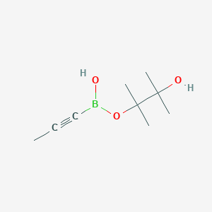 molecular formula C9H17BO3 B8075537 (3-Hydroxy-2,3-dimethylbutan-2-yl)oxy-prop-1-ynylborinic acid 