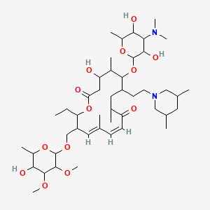 molecular formula C46H80N2O13 B8075599 (11Z,13E)-6-[4-(dimethylamino)-3,5-dihydroxy-6-methyloxan-2-yl]oxy-7-[2-(3,5-dimethylpiperidin-1-yl)ethyl]-16-ethyl-4-hydroxy-15-[(5-hydroxy-3,4-dimethoxy-6-methyloxan-2-yl)oxymethyl]-5,9,13-trimethyl-1-oxacyclohexadeca-11,13-diene-2,10-dione 