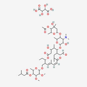 molecular formula C57H93NO25 B8075645 [6-[[(4E,6Z)-12-[5-(5-acetyloxy-4-hydroxy-4,6-dimethyloxan-2-yl)oxy-4-(dimethylamino)-3-hydroxy-6-methyloxan-2-yl]oxy-2-ethyl-14-hydroxy-5,9,13-trimethyl-8,16-dioxo-11-(2-oxoethyl)-1-oxacyclohexadeca-4,6-dien-3-yl]methoxy]-4,5-dimethoxy-2-methyloxan-3-yl] 3-methylbutanoate;2,3-dihydroxybutanedioic acid 