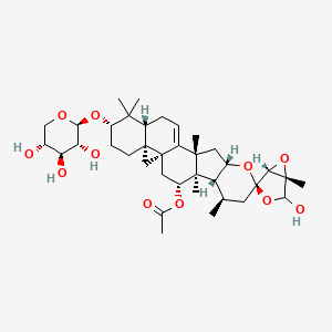 molecular formula C37H54O11 B8075682 [(1S,1'S,3'R,4R,4'R,5R,5'R,6'R,10'S,12'S,16'R,18'S,21'R)-2-hydroxy-1,4',6',12',17',17'-hexamethyl-18'-[(2S,3R,4S,5R)-3,4,5-trihydroxyoxan-2-yl]oxyspiro[3,6-dioxabicyclo[3.1.0]hexane-4,8'-9-oxahexacyclo[11.9.0.01,21.04,12.05,10.016,21]docos-13-ene]-3'-yl] acetate 