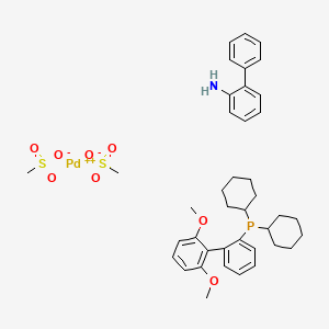 molecular formula C40H52NO8PPdS2 B8075704 Dicyclohexyl-[2-(2,6-dimethoxyphenyl)phenyl]phosphane;methanesulfonate;palladium(2+);2-phenylaniline 