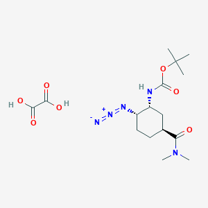 molecular formula C16H27N5O7 B8075723 tert-butyl N-[(1R,2S,5S)-2-azido-5-(dimethylcarbamoyl)cyclohexyl]carbamate;oxalic acid 
