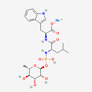 molecular formula C23H33N3NaO10P B8075738 L-Tryptophan, N-[[(6-deoxy-alpha-L-mannopyranosyl)oxy]hydroxyphosphinyl]-L-leucyl-, sodium salt (9CI) 