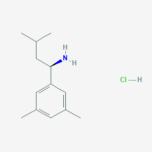 molecular formula C13H22ClN B8075789 (R)-1-(3,5-Dimethylphenyl)-3-methylbutan-1-amine hydrochloride 