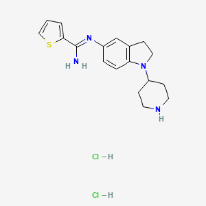 molecular formula C18H24Cl2N4S B8075845 N-(1-(Piperidin-4-yl)indolin-5-yl)thiophene-2-carboximidamide dihydrochloride 
