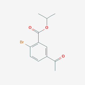 molecular formula C12H13BrO3 B8075873 Isopropyl 5-acetyl-2-bromobenzoate 