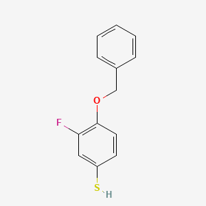 molecular formula C13H11FOS B8075953 3-Fluoro-4-phenylmethoxybenzenethiol 