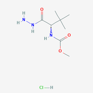 molecular formula C8H18ClN3O3 B8076190 (S)-Methyl (1-hydrazinyl-3,3-dimethyl-1-oxobutan-2-yl)carbamate hydrochloride 