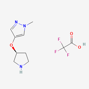 molecular formula C10H14F3N3O3 B8076216 (S)-1-Methyl-4-(pyrrolidin-3-yloxy)-1H-pyrazole 2,2,2-trifluoroacetate 