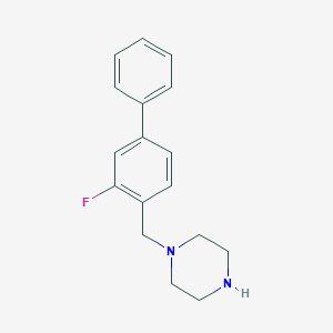molecular formula C17H19FN2 B8076222 1-((3-Fluoro-[1,1'-biphenyl]-4-yl)methyl)piperazine 