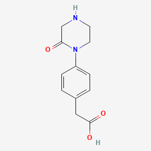 molecular formula C12H14N2O3 B8076288 2-(4-(2-Oxopiperazin-1-yl)phenyl)acetic acid 
