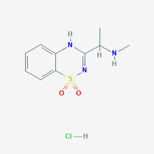 molecular formula C10H14ClN3O2S B8076304 3-(1-(Methylamino)ethyl)-4H-benzo[e][1,2,4]thiadiazine 1,1-dioxide hydrochloride 