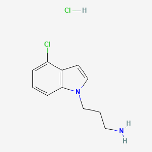 molecular formula C11H14Cl2N2 B8076311 3-(4-Chloro-1H-indol-1-yl)propan-1-amine hydrochloride 