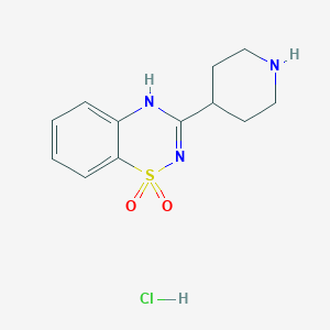 molecular formula C12H16ClN3O2S B8076312 3-(Piperidin-4-yl)-2H-benzo[e][1,2,4]thiadiazine 1,1-dioxide hydrochloride 