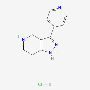 molecular formula C11H13ClN4 B8076318 3-(pyridin-4-yl)-4,5,6,7-tetrahydro-1H-pyrazolo[4,3-c]pyridine hydrochloride 
