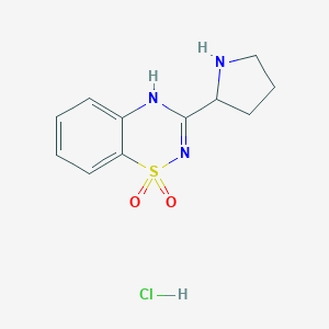 molecular formula C11H14ClN3O2S B8076326 3-(Pyrrolidin-2-yl)-4H-benzo[e][1,2,4]thiadiazine 1,1-dioxide hydrochloride 