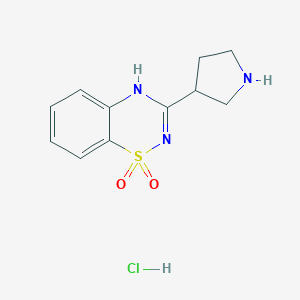 molecular formula C11H14ClN3O2S B8076330 3-(Pyrrolidin-3-yl)-4H-benzo[e][1,2,4]thiadiazine 1,1-dioxide hydrochloride 