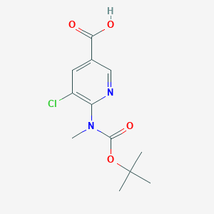 molecular formula C12H15ClN2O4 B8076353 6-((tert-Butoxycarbonyl)(methyl)amino)-5-chloronicotinic acid 