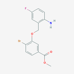 molecular formula C15H13BrFNO3 B8076405 Methyl 3-((2-amino-5-fluorobenzyl)oxy)-4-bromobenzoate 